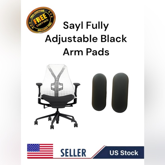 Herman Miller Sayl Chair Replacement 4D Black Arm Pads - Picture 1 of 3